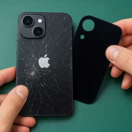 Technician Performing IPhone 14 Back Glass Replacement Using Precision Tools at Apple Center Bangladesh.