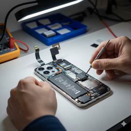 iPhone 14 Plus Taptic Engine Replacement Showing Internal Component Repair Process.
