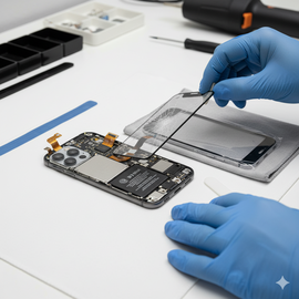 IPhone 14 Plus Upper Glass Replacement Showing Front Display Repair Process.