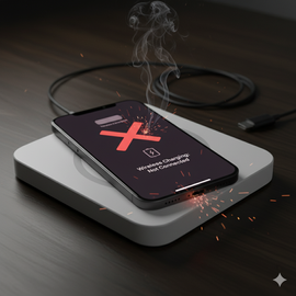 IPhone 14 Plus Wireless Charging Issues Illustration Showing Device Failing To Charge On A Wireless Pad.