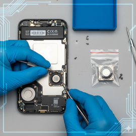 iPhone 14 Pro Loud Speaker Replacement Showing Internal Speaker Component And Technician Repairing The Device.