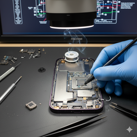 iPhone 14 Pro Max Mic Issues Troubleshooting And Repair Illustration.