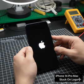 iPhone 14 Pro Max Stuck On Apple Logo Screen Display Issue.