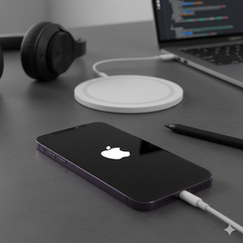 iPhone 14 Pro Stuck On Apple Logo Screen Problem Illustration.