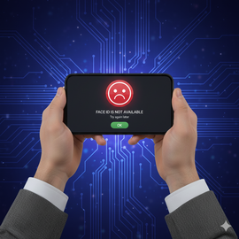 IPhone 14 Pro Face ID Issues Illustration Showing User Struggling To Unlock Device Due To Face Recognition Malfunction.