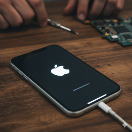 iPhone 14 Stuck On Apple Logo Screen Problem Displayed During Startup.