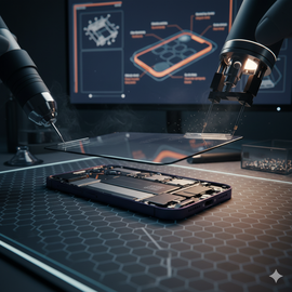 iPhone 14 Upper Glass Replacement Showing Front Panel Repair Process.