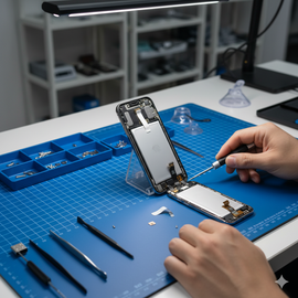 IPhone 16 Battery Replacement Service Showing Technician Replacing Genuine Battery With Professional Tools