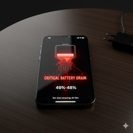 IPhone 16 Battery Charge Draining Issue Illustration Showing Rapid Power Loss Problem