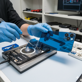 IPhone 16 Pro Max Back Glass Replacement Showing Rear Panel Repair Process