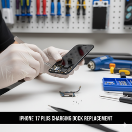 IPhone 17 Plus Charging Dock Replacement Showing Genuine Lightning Port Component And Repair Service.