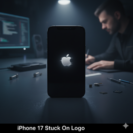 IPhone 17 Stuck On Apple Logo During Startup Screen Display.