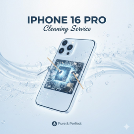 IPhone 16 Pro Cleaning Service Showing Professional Technician Carefully Cleaning The Device To Restore Shine And Performance.