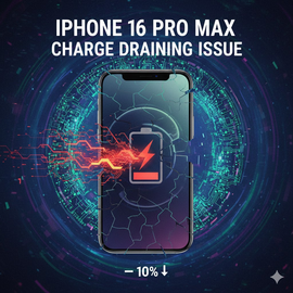 IPhone 16 Pro Max Charge Draining Issue Illustration Showing Battery Performance Problem.
