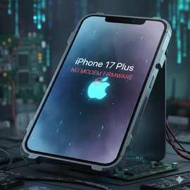 IPhone 17 Plus No Modem Firmware Error Displayed On Screen.