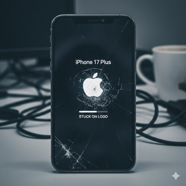 IPhone 17 Plus Stuck On Apple Logo Screen Display.