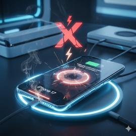 IPhone 17 Wireless Charging Issues Showing Device On Charging Pad With Incomplete Power Connection.