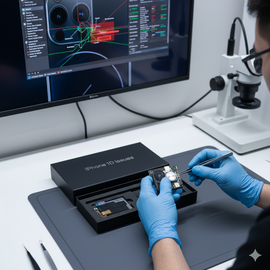 IPhone 17 Pro showing Face ID failure with TrueDepth camera error, unable to scan face for unlock due to dirty sensors, software glitch, or hardware fault in the front module, needing cleaning, reset Face ID, iOS update, or TrueDepth repair/replacement.