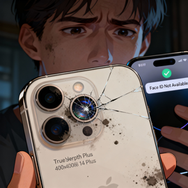 iPhone 14 Plus Face ID Issues Showing Authentication Error On Screen.