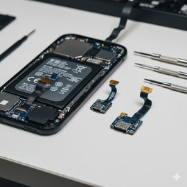 iPhone 14 Pro Charging Dock Replacement Showing Genuine Connector Port And Repair Component.