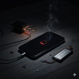 iPhone 14 Pro Power Issues Illustration Showing Battery And Charging Problem.