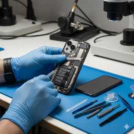 iPhone 15 Pro display replacement service at Apple Center Bangladesh showing genuine OLED screen installation by certified technicians in Dhaka.