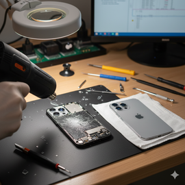 IPhone 16 Plus Back Glass Replacement Showing Rear Panel Repair With Genuine Apple Parts.