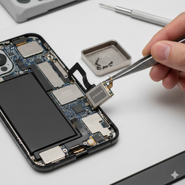 iPhone 16 Plus Taptic Engine Replacement Service Showing Internal Component Repair Process.