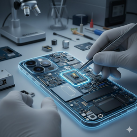 iPhone 16 Pro Charging Dock Replacement Showing Genuine Connector Port Component On White Background.