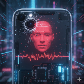 iPhone 17 Face ID Issues Illustration Showing User Experiencing Face Recognition Problem On Screen.