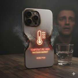 IPhone 17 Plus Temperature High Issues Showing Overheating Warning On Screen.