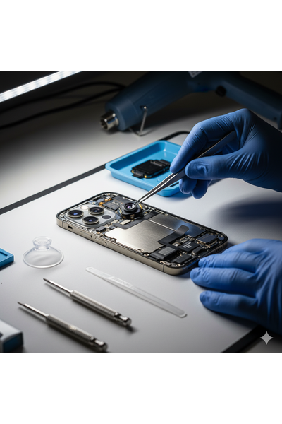 iPhone 16 Pro Max Rear Camera Replacement Showing Professional Repair Process With Genuine Parts.