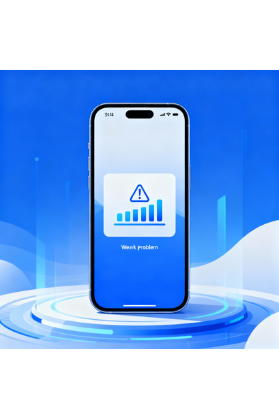 IPhone 14 Showing no Signal or Weak Network Connection Issue on Screen, Representing Network Problem Troubleshooting and Repair Service.