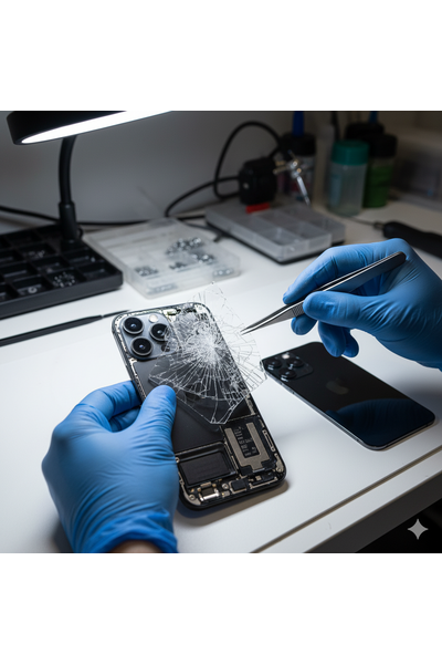 IPhone 14 Pro Back Glass Replacement Showing Rear Panel Repair Process With Genuine Parts.