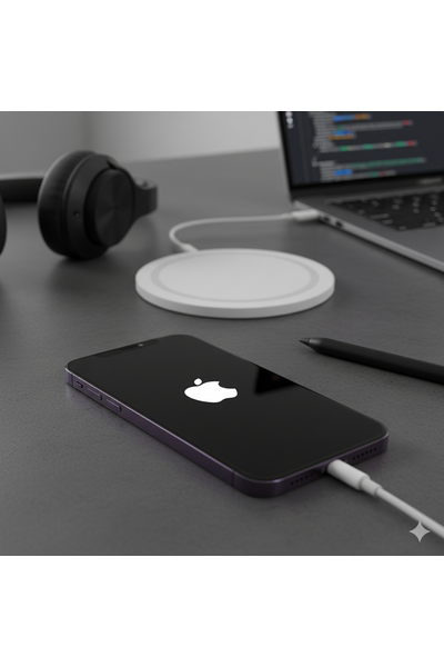 iPhone 14 Pro Stuck On Apple Logo Screen Problem Illustration.