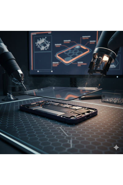 iPhone 14 Upper Glass Replacement Showing Front Panel Repair Process.