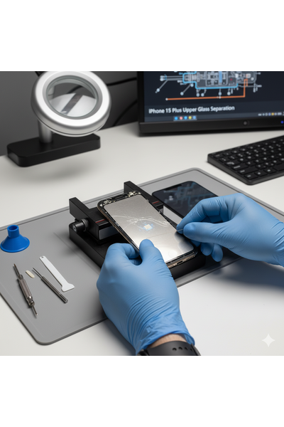 IPhone 15 Plus upper glass replacement Apple Center Bangladesh – Genuine 14,000-18,000 BDT Eastern Plaza Dhaka 2-3 hour data-safe repair warranty