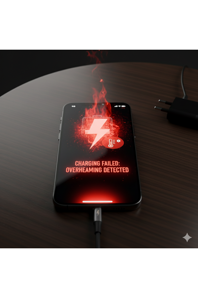 IPhone 16 Charging Issues Illustration Showing Slow Charging, Battery Warning, And Cable Connection Problem