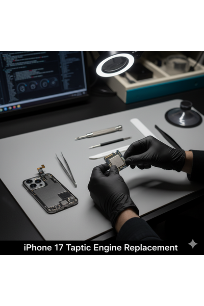 Iphone 17 Taptic Engine Replacement Showing Internal Hardware Component And Repair Process.