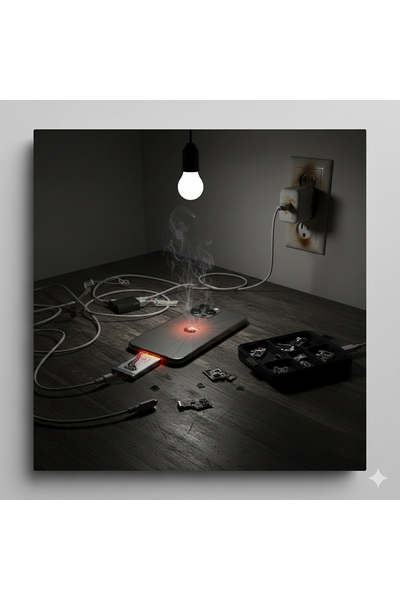 iPhone 14 Experiencing Power Issues Showing Blank Screen and Unresponsive Buttons, Symbolizing Charging Or Startup Problem.