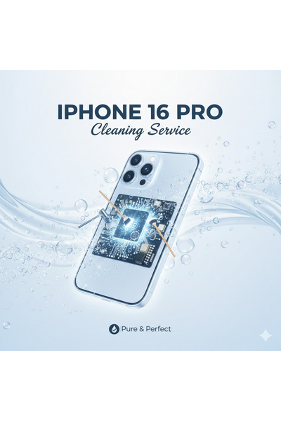 IPhone 16 Pro Cleaning Service Showing Professional Technician Carefully Cleaning The Device To Restore Shine And Performance.