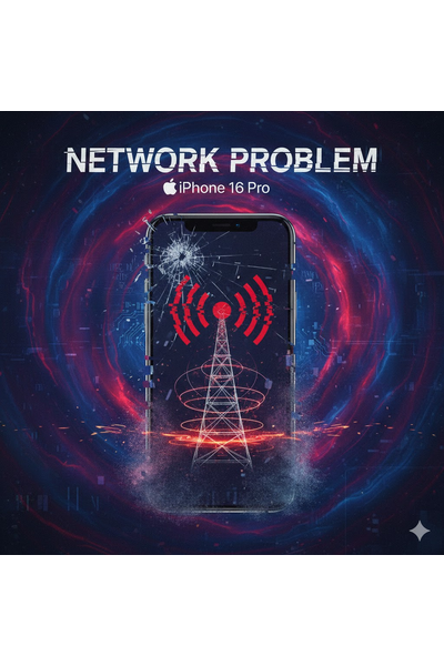 IPhone 16 Pro Network Problem Illustration Showing Connectivity Error On Screen.