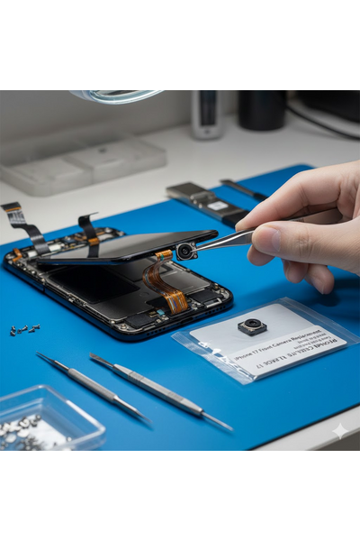 IPhone 17 Front Camera Replacement Showing Detailed Repair Process And Genuine Parts Installation.