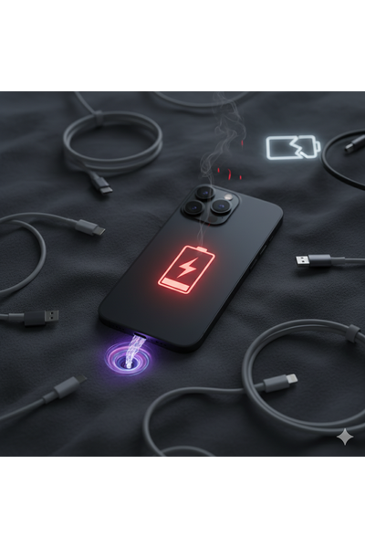 iPhone 14 Pro Charge Draining Issue Illustration Showing Battery Performance And Power Consumption Problem.
