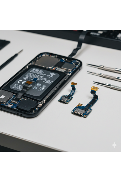 iPhone 14 Pro Charging Dock Replacement Showing Genuine Connector Port And Repair Component.