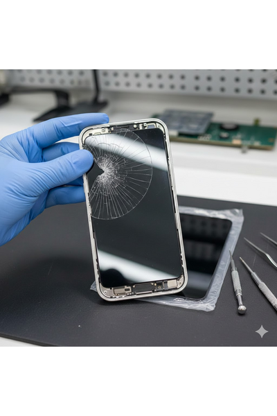 iPhone 14 Pro Max Upper Glass Replacement Showing Front Screen Repair Process.
