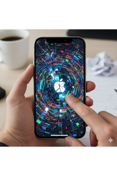 iPhone 16 Plus Software Issues Illustration Showing Device Error Or System Glitch.