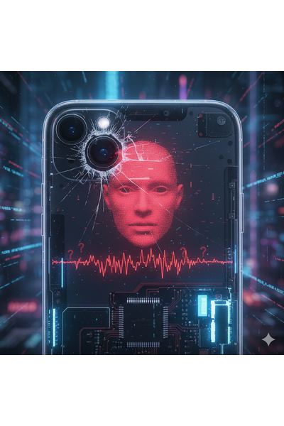 iPhone 17 Face ID Issues Illustration Showing User Experiencing Face Recognition Problem On Screen.