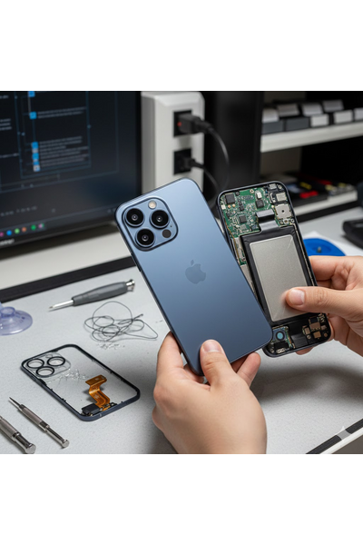 iPhone 17 Housing Replacement Showing Premium Aluminum Frame And Back Glass Panel For Complete Body Restoration.