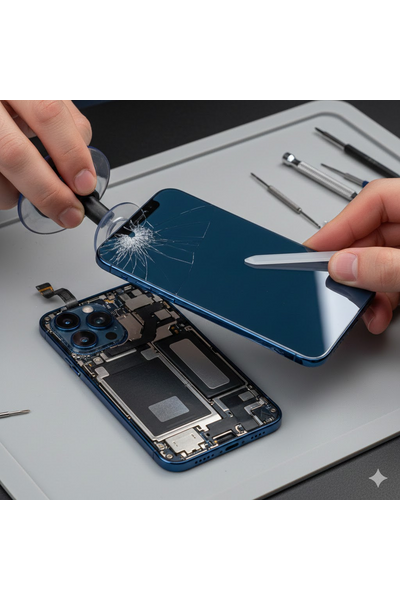 iPhone 17 Plus Back Glass Replacement Showing Rear Panel Repair With Genuine Parts.